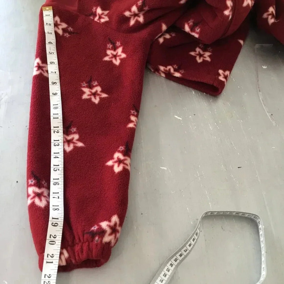 Vintage Fen.nelli SPORT long floral fleece jacket in Red and  white - Size 7/ 8 - Picture 10 of 11